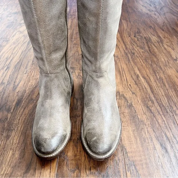 Frye • Shirley OTK Boots over the knee tall suede leather Ash Gray taupe - Picture 6 of 15